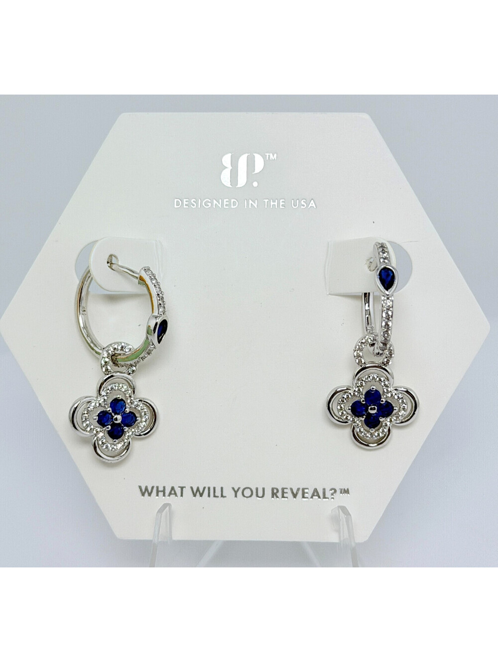 Bomb Party September Earrings ER35003 "Dripped in Secrets" Clovers on Rhodium